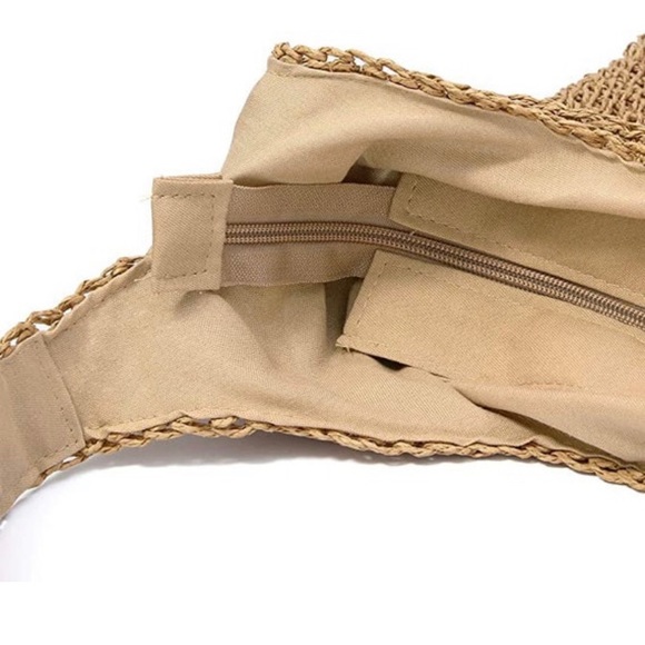 Handwoven Soft Straw Shoulder Bag Summer Beach Tote - Picture 2 of 4